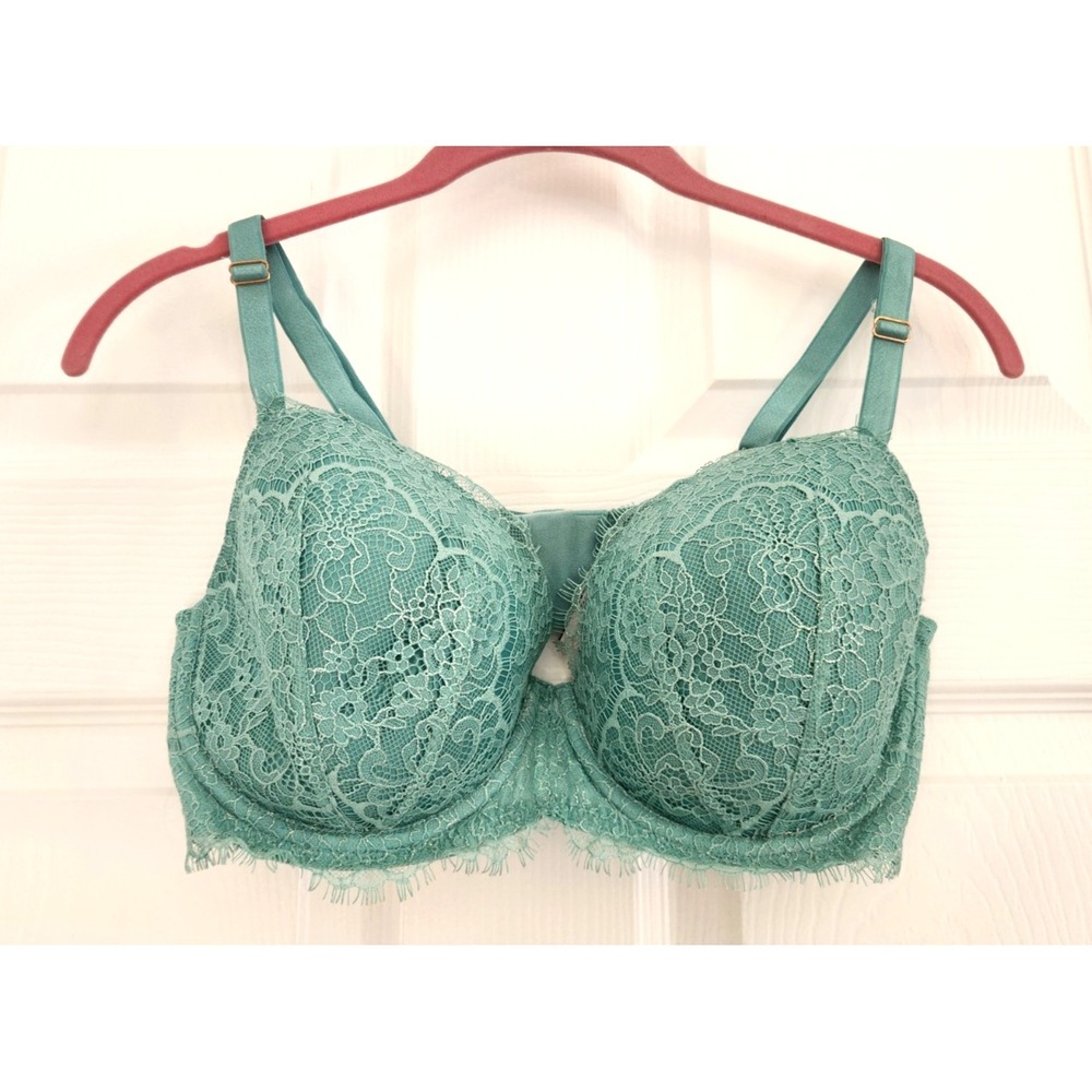 Victoria's Secret 38D DREAM ANGELS Lightly Lined Lace Demi Bra Sea Glass Green